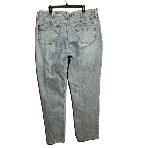 Vintage 90s Cinch Up Straight Jeans Men Size 40x34 Classic Retro Outdoor Washed - Picture 2 of 10